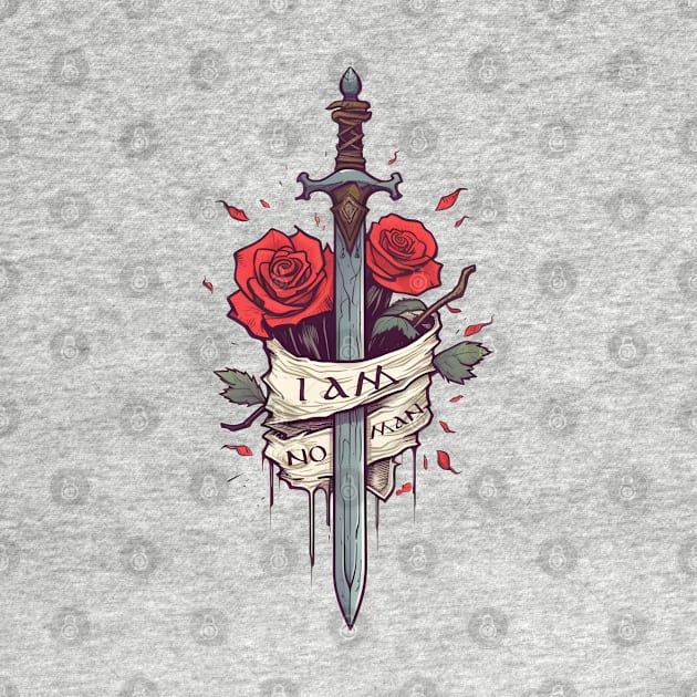 I am no man - Sword, Roses and Banner - White - Fantasy by Fenay-Designs